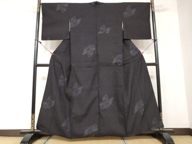 平和屋着物●訪問着　紬地　霞文　正絹　逸品　AABA4629ck 平和屋着物○訪問着 紬地 霞文 正絹 逸品 DAAW5178ud