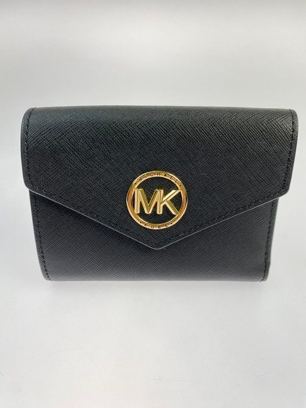 【中古品】Michael Kors マイケルコース GREENWICH ENVELOPE TRIFOLD WALLET BLACK 32S1GNME6L グリーン ウィッチ 三つ折り財布 ウォレット レディース 【200-250912-em-25-min】
