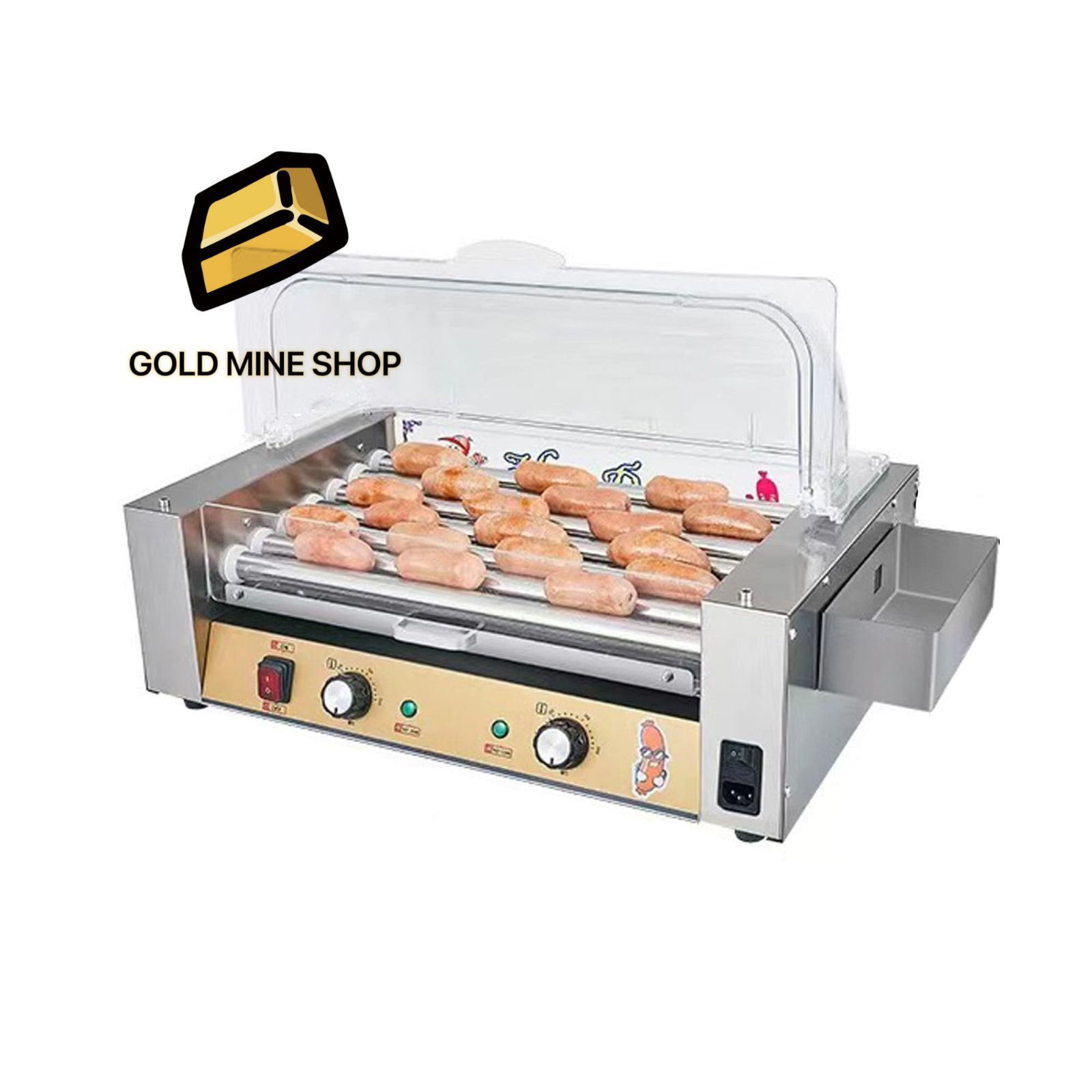 ソーセージグリルクッカー ソーセージ焙煎機 ホットドッグロースターマシン ホットドッグマシン 50℃-200℃独立した温度制御
