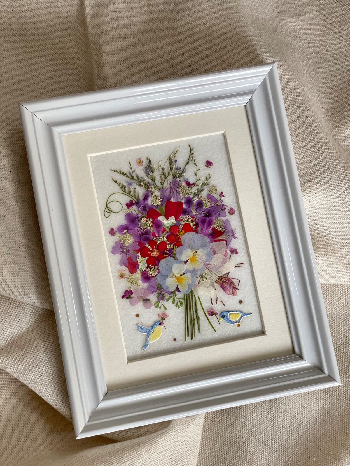 【新品・未使用】押し花　ドライフラワー　アート　額縁付き 押し花アート 色が何年も無くなりません 押し花アート