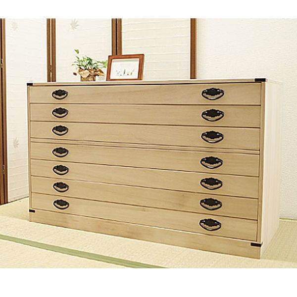 新品・国産品・送料無料：桐たんす7段「咲」改良品+桐キャスター  