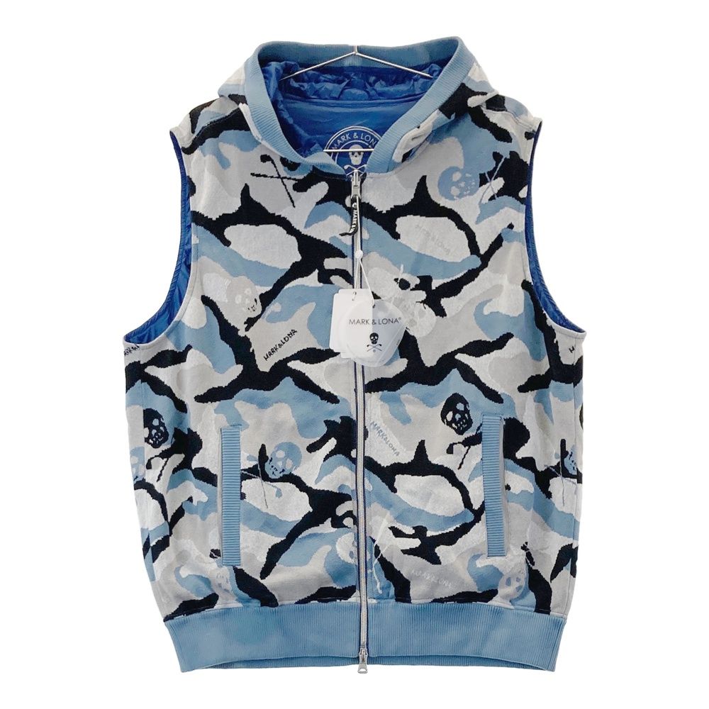 サイズ 48 MARK-LONA マークアンドロナ 2025年 リバーシブルベスト Gauge Hooded カモフラ ブルー系 240101525232 ゴルフウェア メンズ ストスト