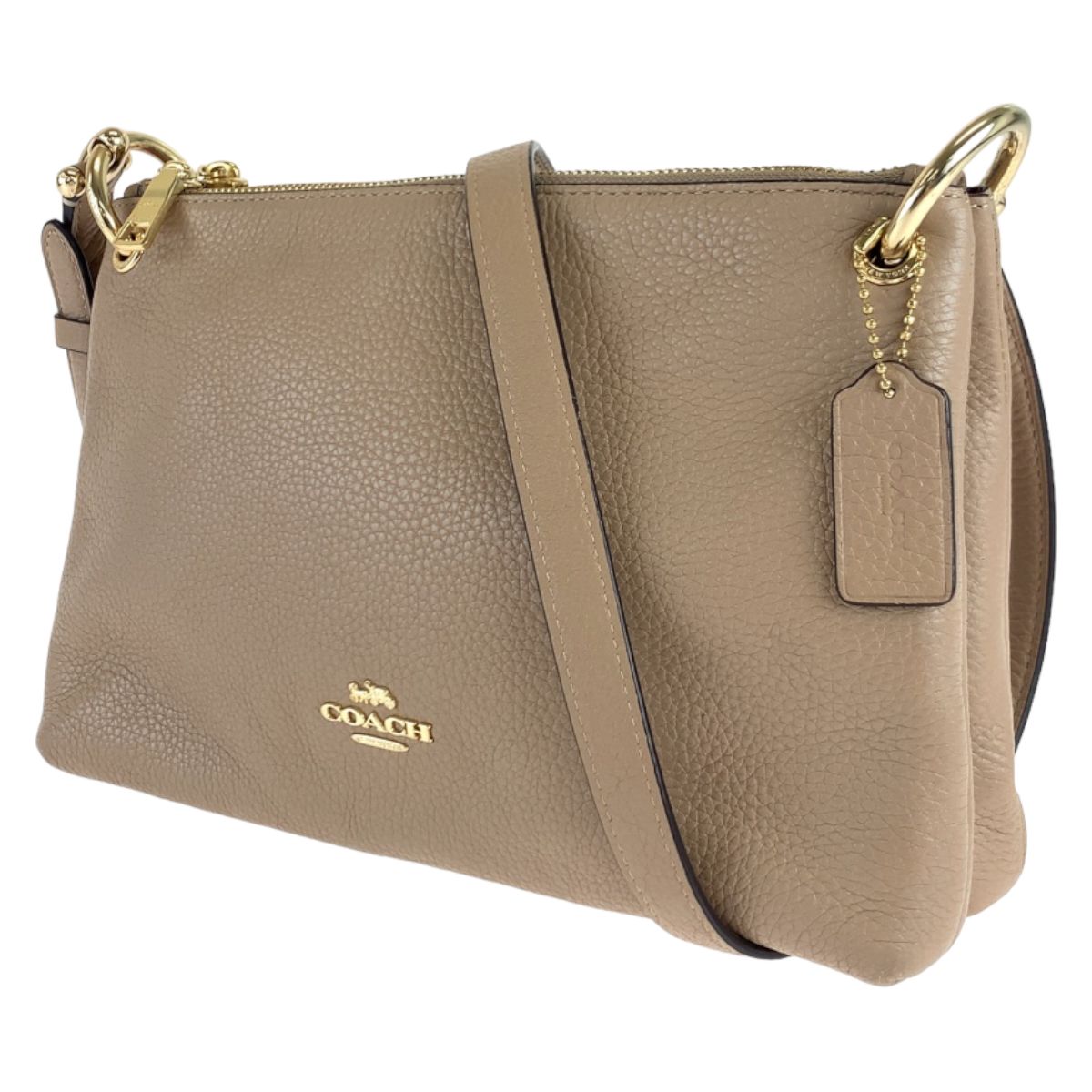 COACH コーチ ミア クロスボディ ベージュ ゴールド金具 レザー F76645  