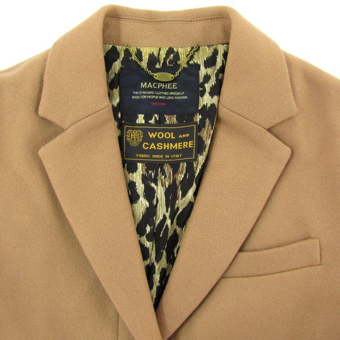専用 MACPHEE 内側レオパード カシミヤ ウール チェスター