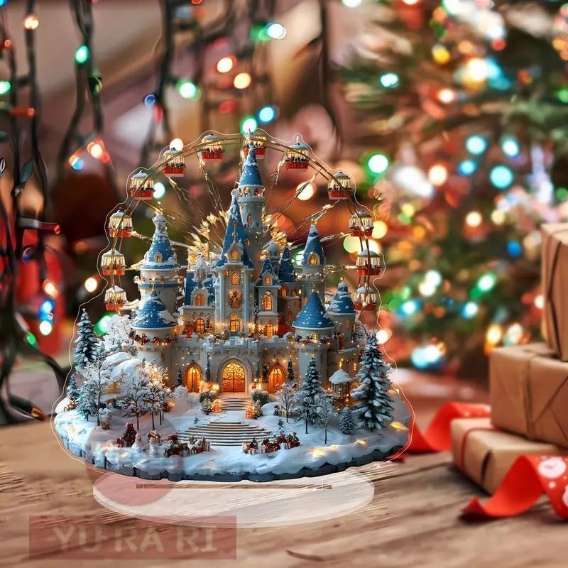 新品未使用】冬の城の観覧車 アクリル製デスクトップディスプレイ