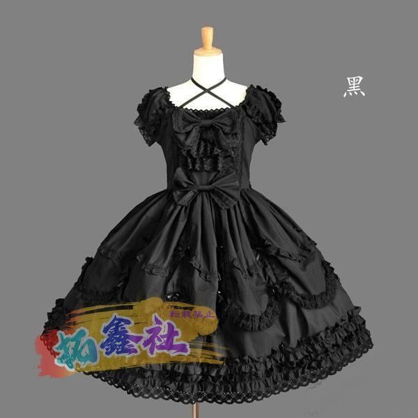 ゴスロリ ワンピース ロリータ ゴシック コスプレ メイド 全7色 衣装 コスチューム カラバリ豊富 かわいい リボン 原宿 お茶会 甘ロリ WWW_IBETON_RU