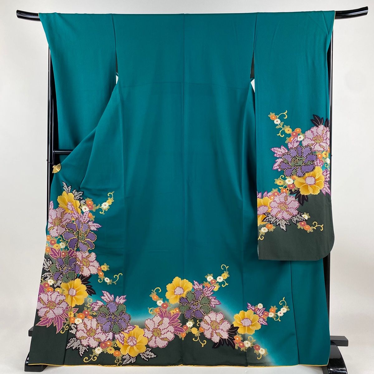 高級 振袖 青色 花柄 身丈172.5cm 裄丈67cm M 牡丹松竹梅金彩 振袖 身丈170.5cm 裄丈69cm L 袷 袋帯フルセット 牡丹 菊 金糸