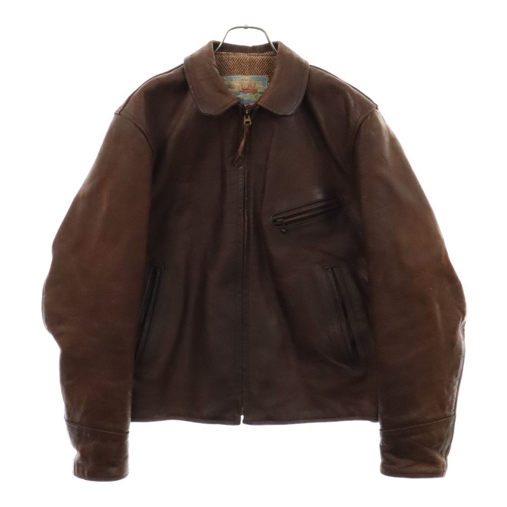 AERO LEATHER (エアロレザー) ハーフベルト フロントクオーターホースハイド レザー ジャケット ブラウン