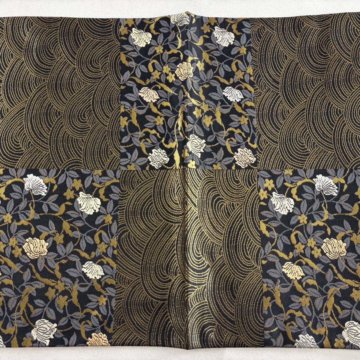 袋帯 美品 名品 箔屋清兵衛 落款 草木染 草花 波 刺繍 箔 青黒