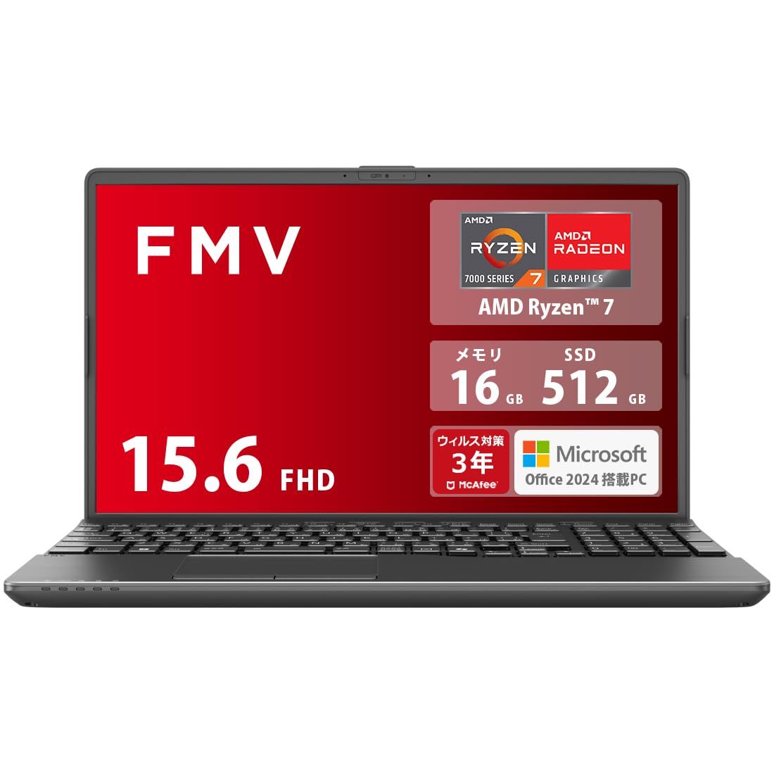 富士通 ノートパソコン FMV Note A WA1-K2 MS Office 2025|Win 11|15.6型|AMD Ryzen 7|16GB|SSD 512GB|スーパーマルチドライブ Ryzen7 16GB 512SSD Office2025