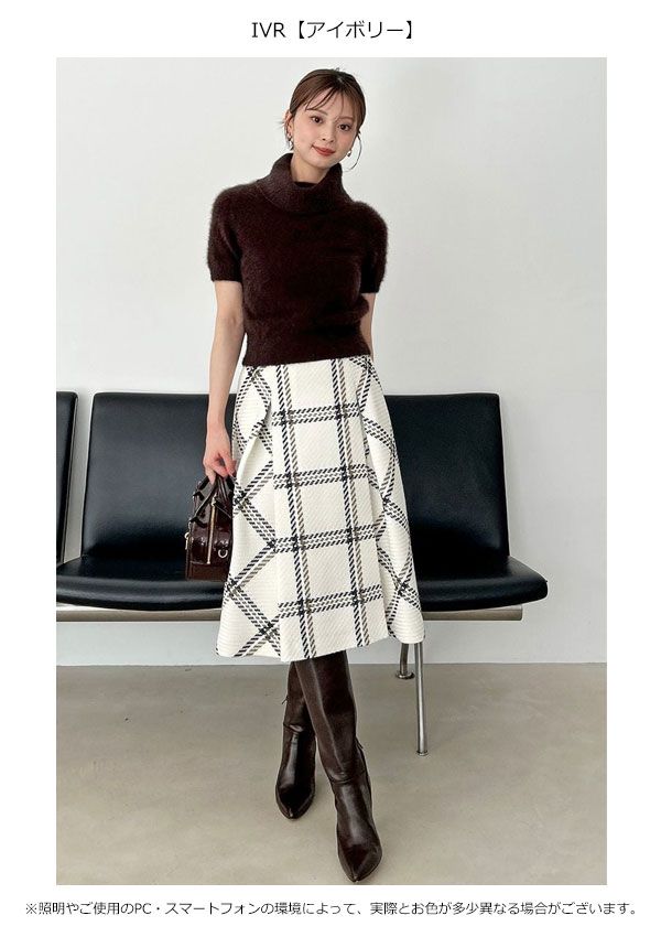 10 OFF スナイデル SNIDEL ボトムス 25秋冬 Sustainableロービングチェックミドルスカート ミドル丈 swfs254144 swfs254143