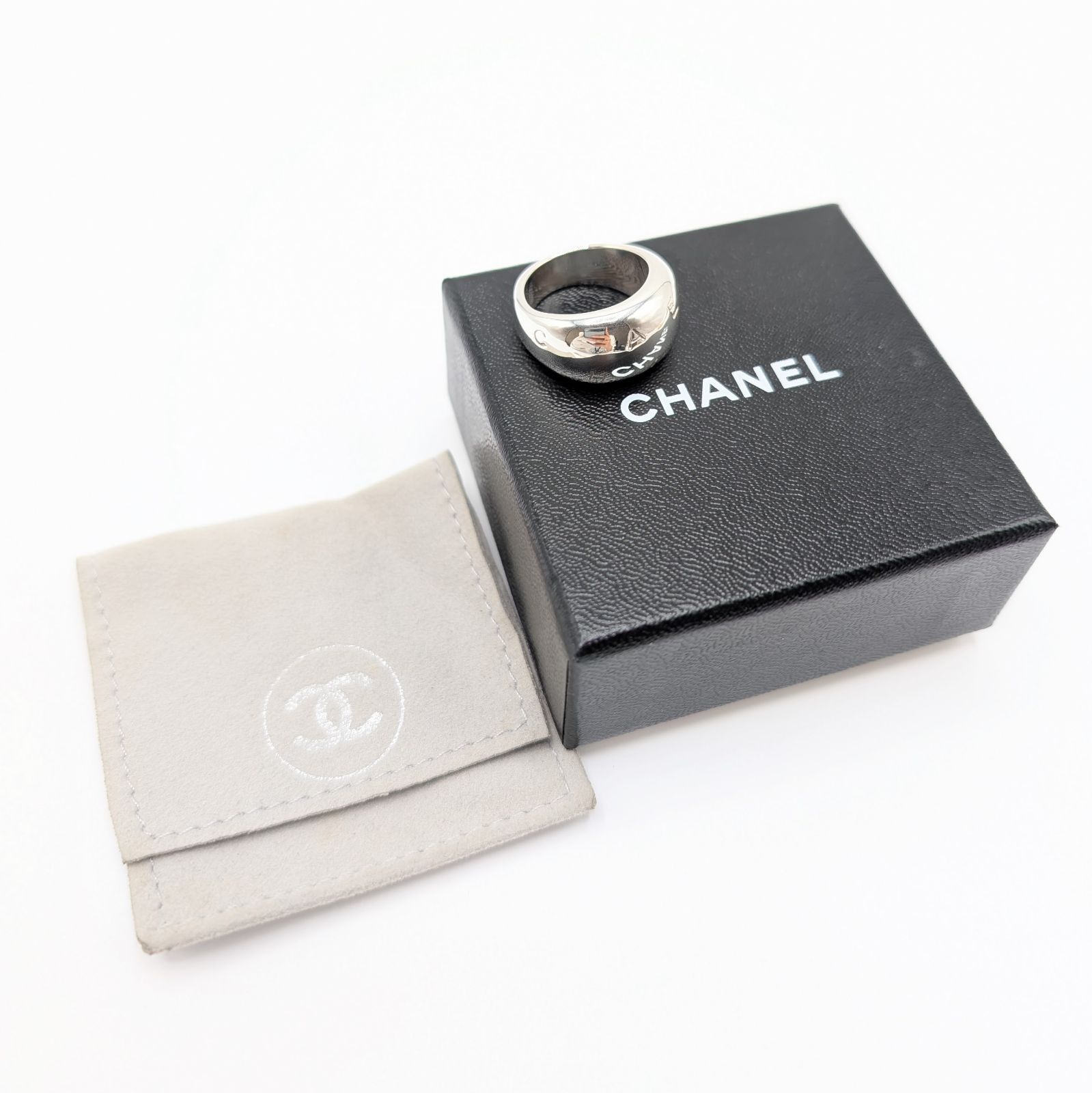 仕上済 シャネル|CHANEL ロゴ リング Sv925|sterling silver-17.7g 14号