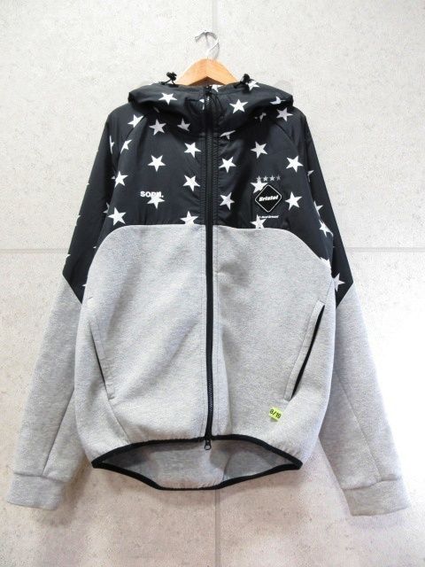 F.C.Real Bristol ジップアップパーカー 切替 フーディー 星柄 グレー