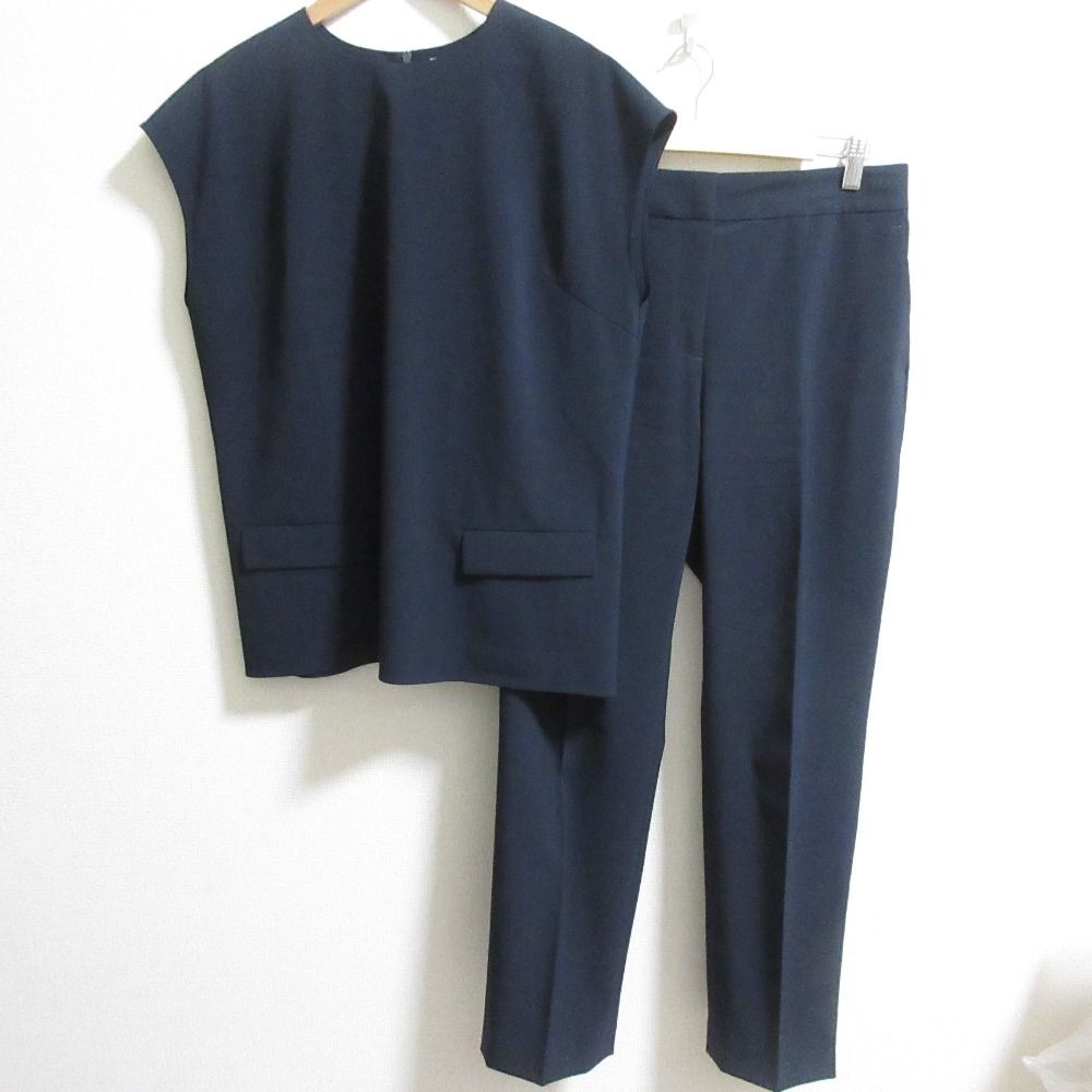 23SS Theory luxe セオリーリュクス SYCAMORE SUZAN ブラウス AKESH パンツ セットアップ 40|44 ネイビー レディース 古着
