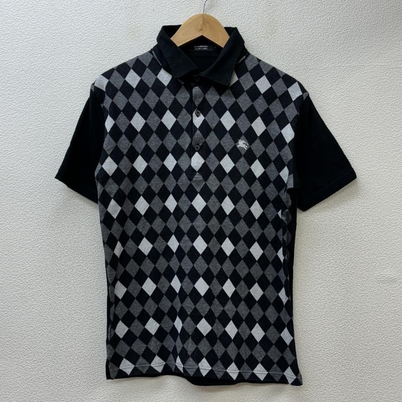 BURBERRY BLACK LABEL バーバリーブラックレーベル ポロシャツ 半袖 BMV33-103-09 ホースマーク ロゴ 刺繍 ダイヤ柄