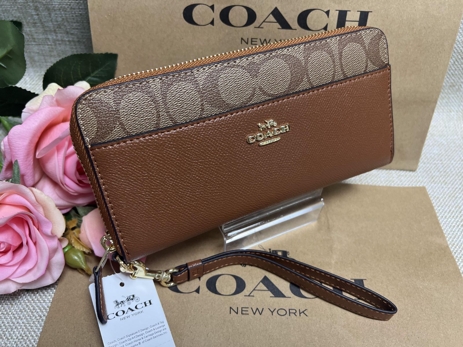 コーチ COACH 長財布 財布 シグネチャー ラウンドファスナー ラグジュアリー アコーディオン ジップ ウォレットプレゼント 長財布 レディース  ファッション 新品 未使用 - メルカリ