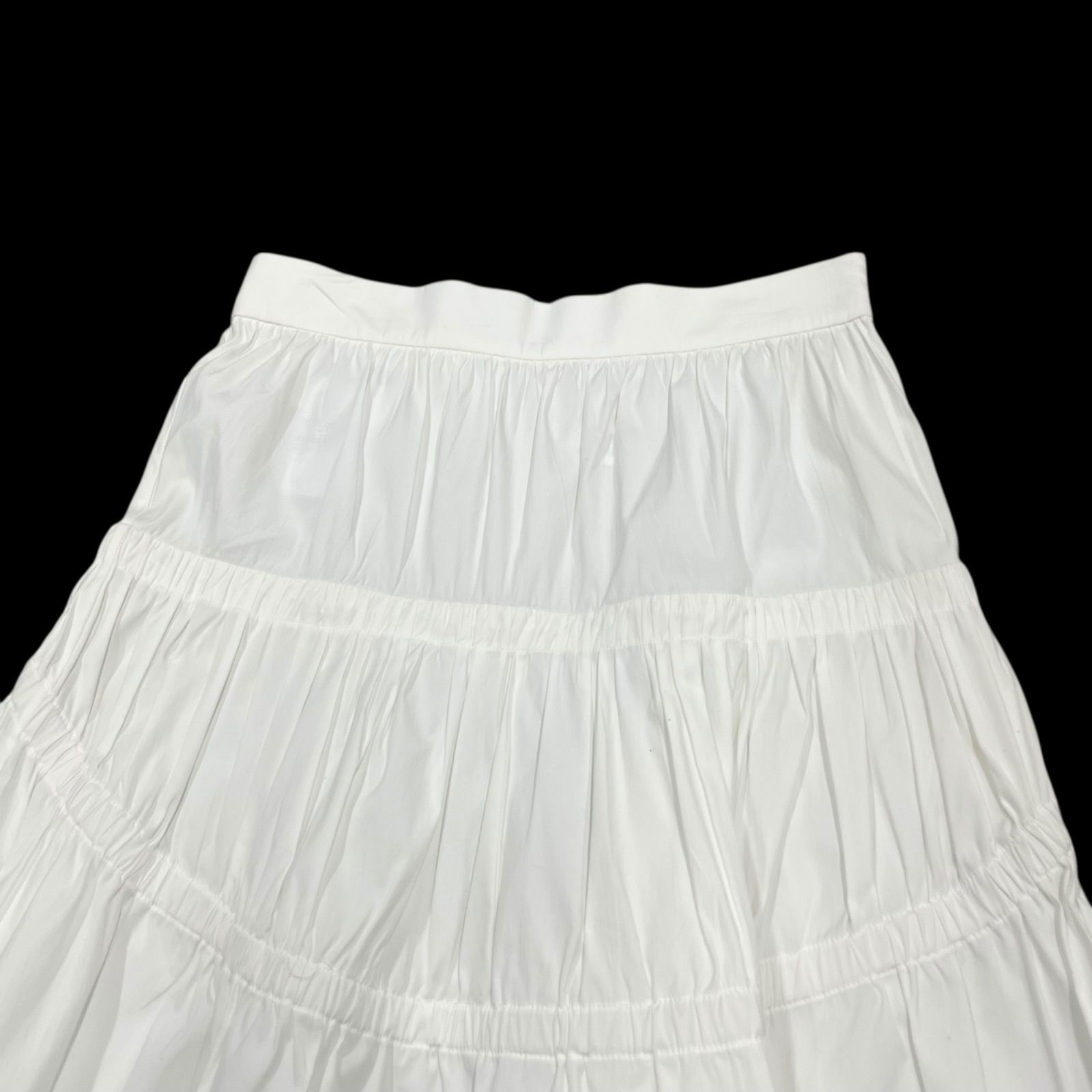 プラダPRADAプリーツ ホワイト 白 レディース スカートsize36 155/58A