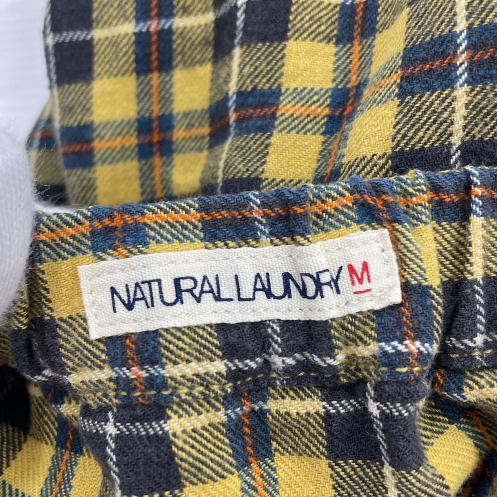 NATURAL LAUNDRY ナチュラルランドリー チェックロングスカート sizeM/イエロー×チャコールグレー レディース