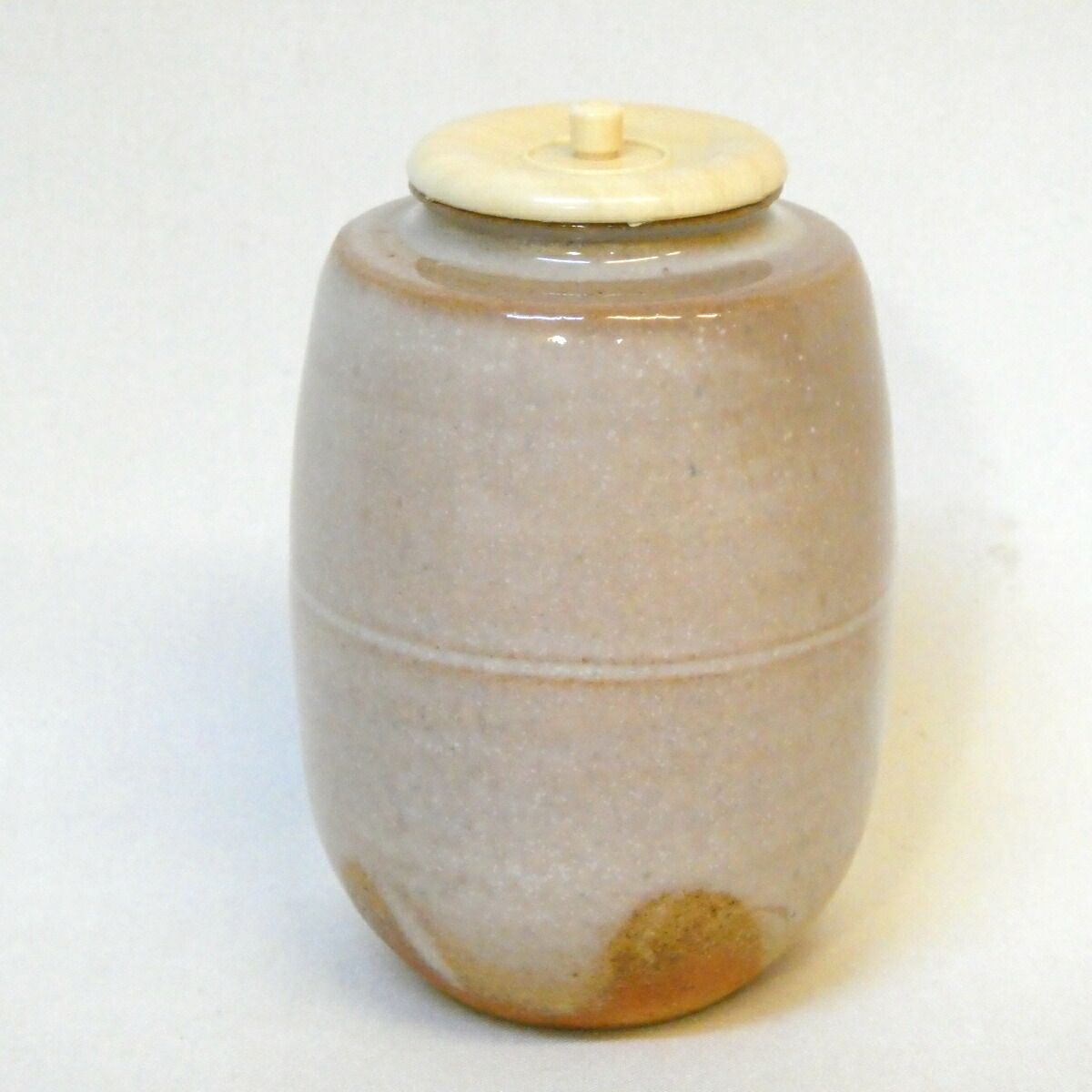 仕覆二つ】萩焼 岡田裕作 肩衝茶入 眼鏡箱 花兎緞子