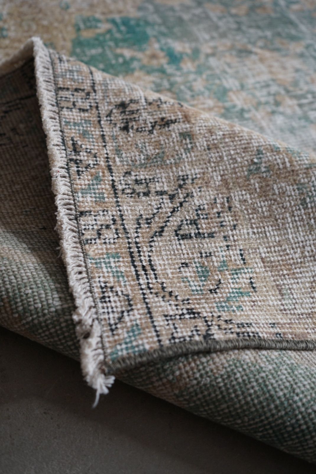 トルコ製ヴィンテージラグ930 超大判 ペールブルー アイボリー ブラウン トルコ製ヴィンテージラグ930 超大判 ペールブルー アイボリー