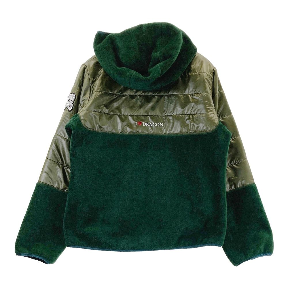 サイズ 3 DANCE WITH DRAGON ダンスウィズドラゴン リバーシブル 中綿ジップジャケット ×シルバー グリーン系 240101503184 ゴルフウェア レディース ストスト