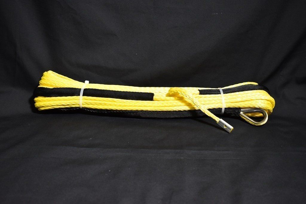 ウインチ用 シンセティックロープ 7mm ｘ 20ｍ 最大耐荷重3400kg イエロー