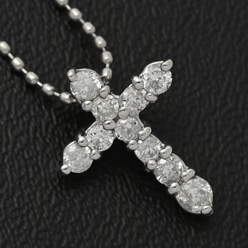 0.3ct/クロスモチーフ 10P ダイヤモンド ネックレス・ペンダント