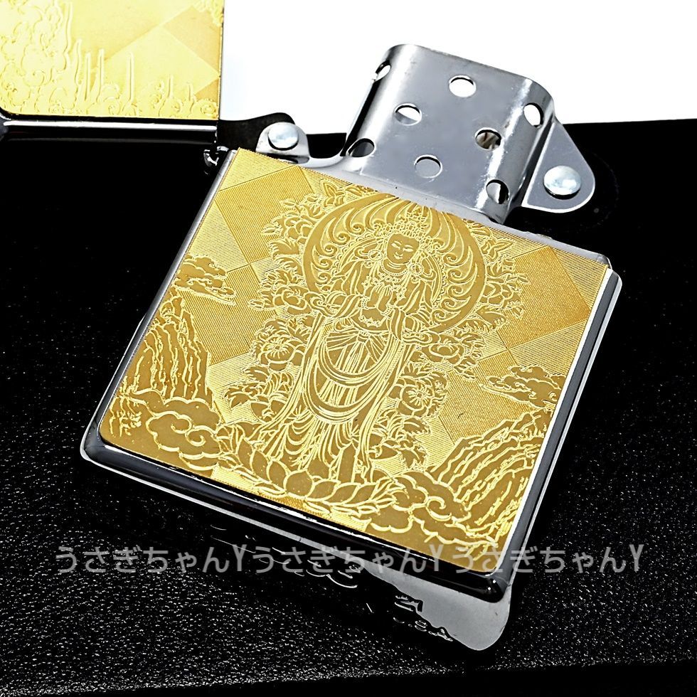 zippo☆Gold Metal plate☆聖観世音菩薩☆ジッポ ライター - メルカリ