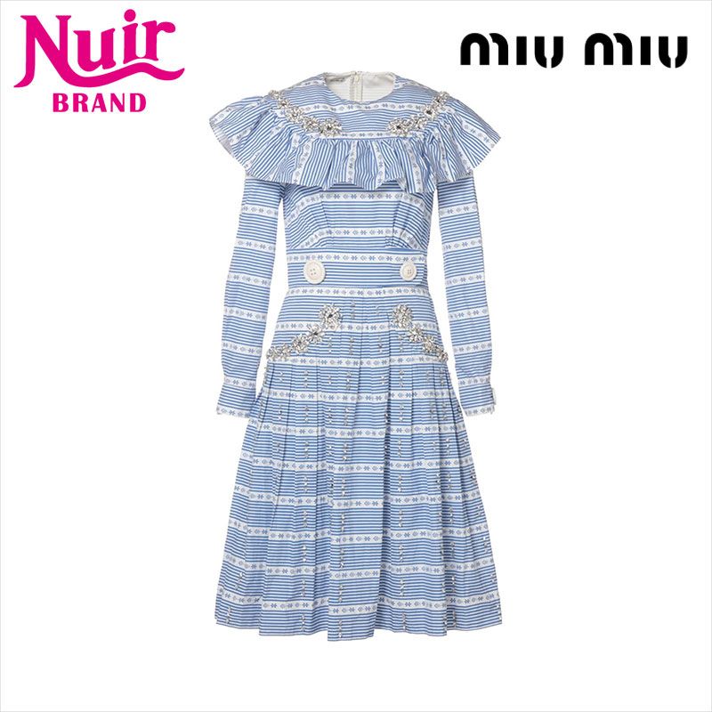 Miu Miu ミュウ ミュウ ワンピース Size 38 MF1960 ビジュー付 コットン