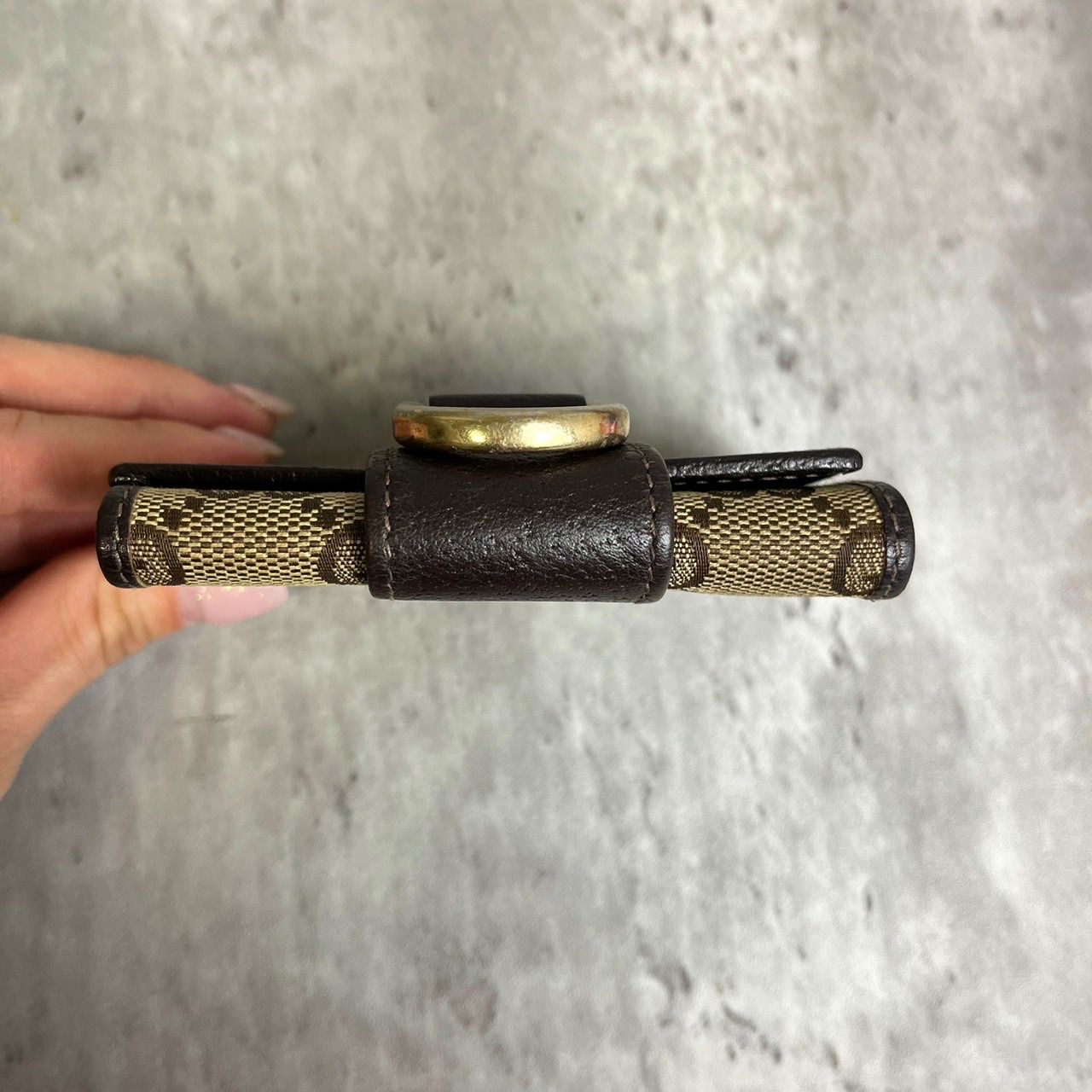 良品】 GUCCI グッチ 6連キーケース GGロゴ アビー 定期入れ ゴールド