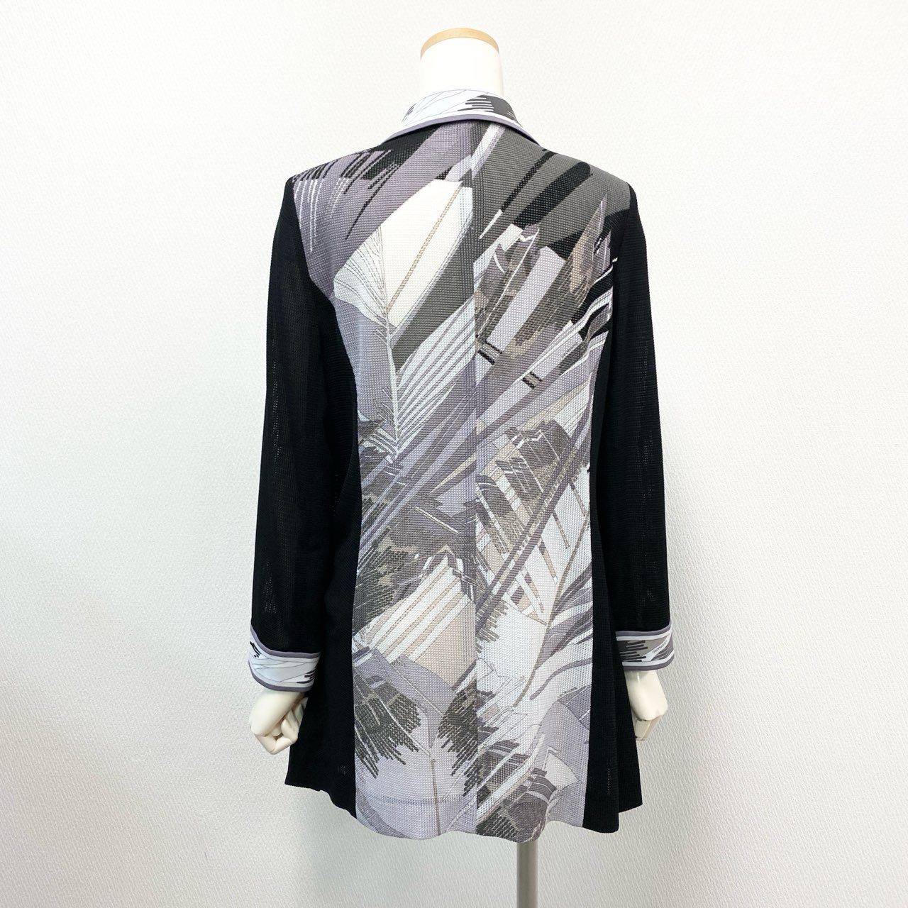 56 j 20 LEONARD レオナール 近年 メッシュ カンカン素材 ロングジャケット 薄手コート 羽織り 0331310 サイズ40 ブラック パープル レディースk 02 i