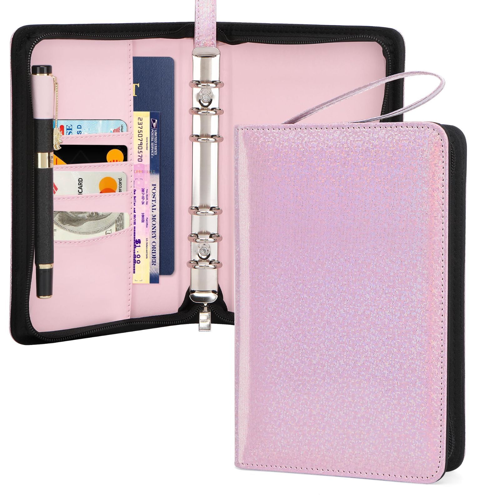 欲しいの バインダー A6カラフルなジッパールーズリーフバッグ付き 12PCS 入門書