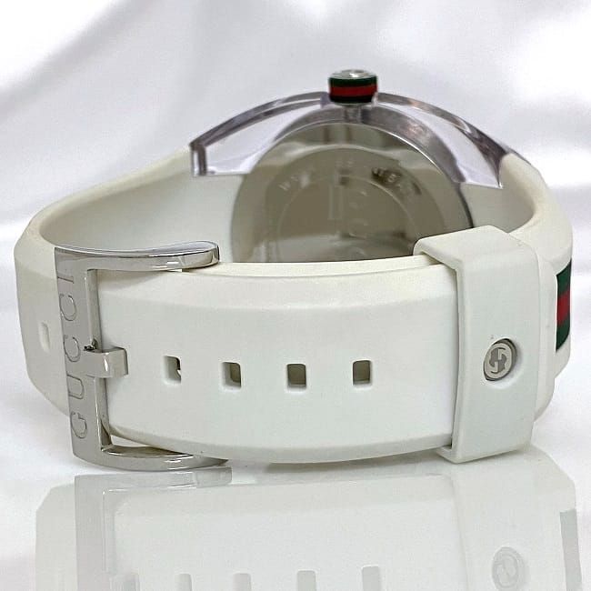 グッチ 腕時計 シンク クリア シルバー ホワイト シェリー