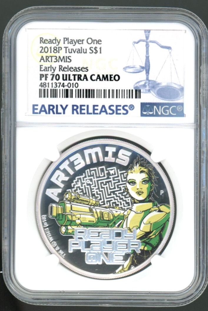 2018 1 oz Tuvalu Ready Player Art3mis Silver Coin PF70 FR Box CoA