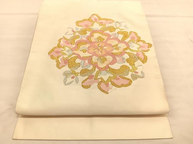 平和屋着物○爪掻き本綴れ 八寸名古屋帯 花丸文 金銀糸