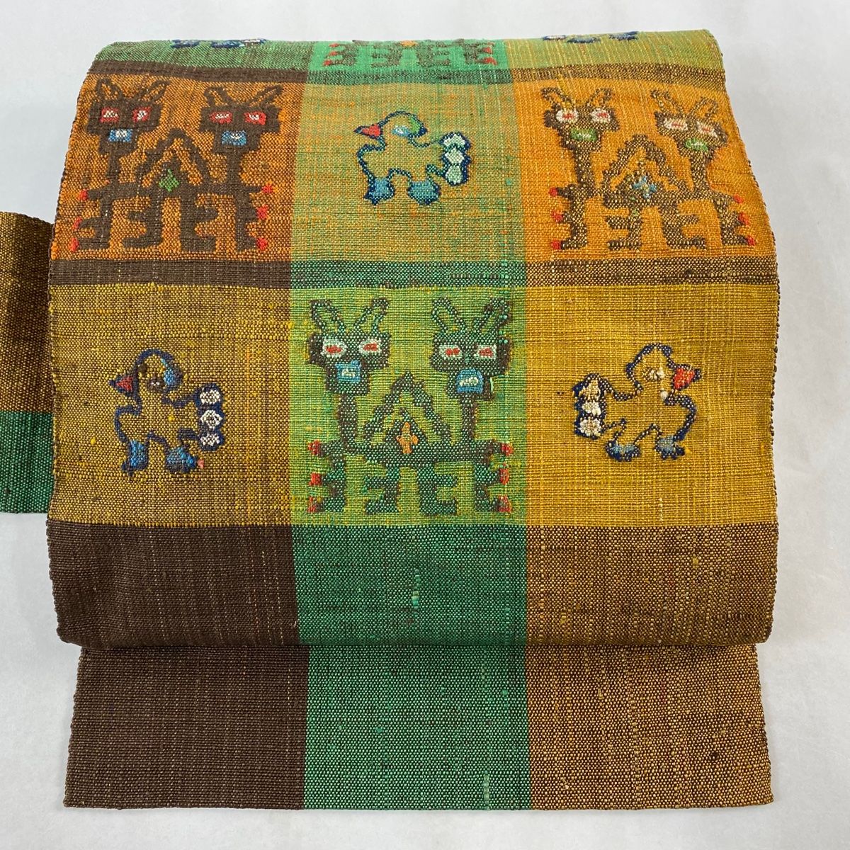 名古屋帯 秀品 紬地 草花 刺繍 金糸 茶色 正絹 【中古】 - メルカリ