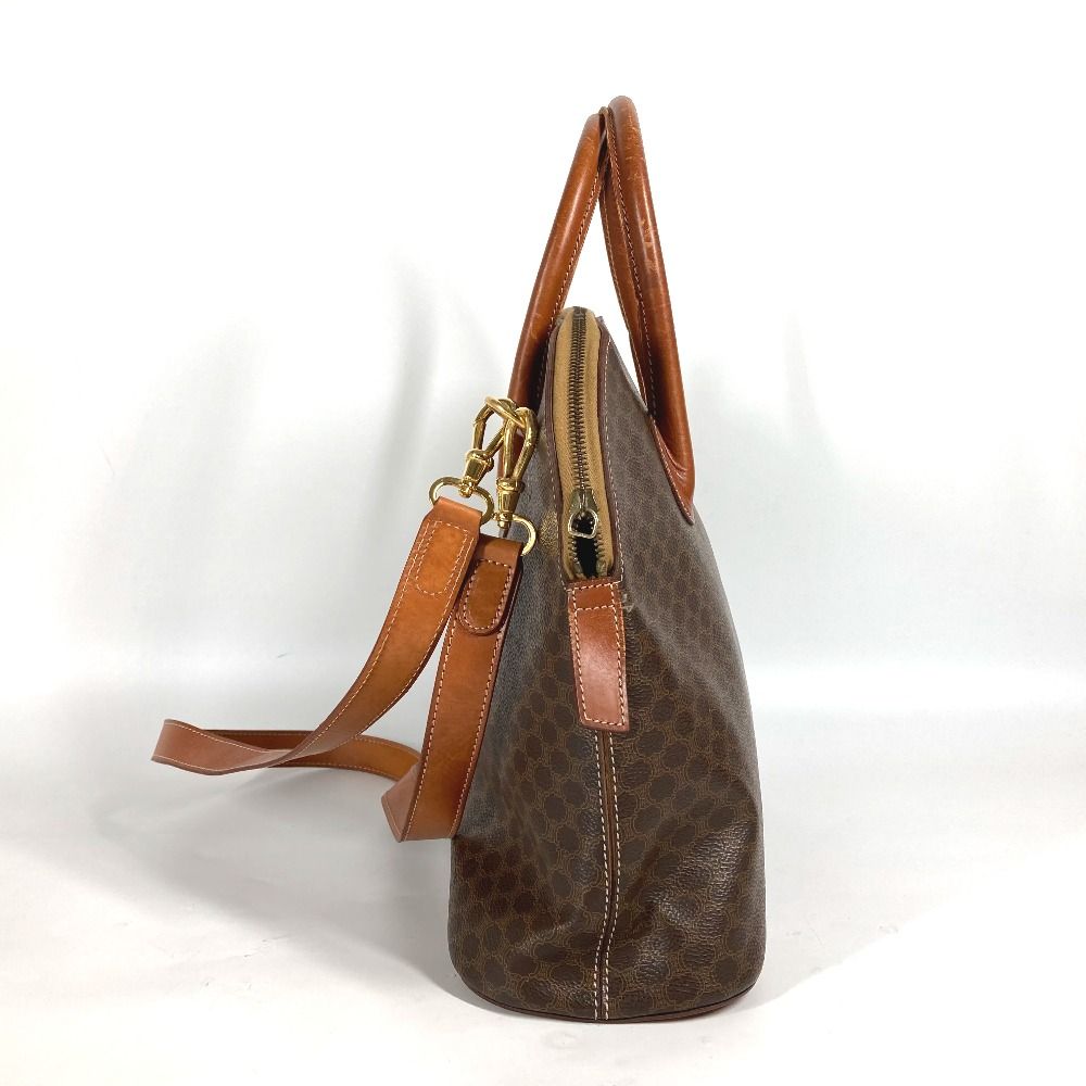 【美品】CELINE セリーヌ　ハンドバッグ　マカダム　レザー　型押し CELINE セリーヌ マカダム ブラゾン型押し PVC×レザー ミニ