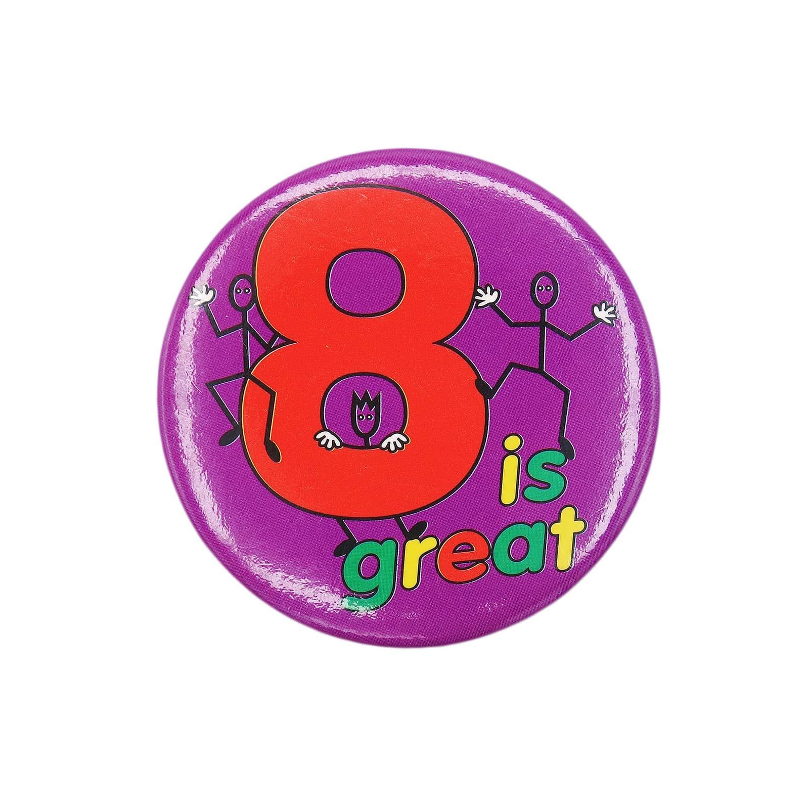 8 is great レトロ 缶バッジ イギリス輸入雑貨 数字 誕生日