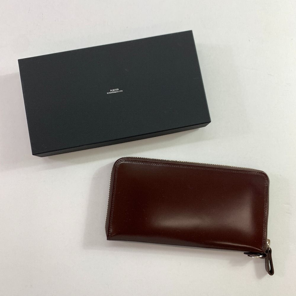 04w3978▽ ポーター カウンター ロングウォレット 037-02978 吉田カバン 財布 長財布 本革 レザー ラウンドファスナー ブランド ユニセックス ブラウン 八王子店