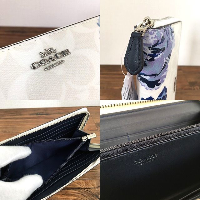 未使用品 COACH ジップウォレット ホワイト 花柄 450 | aceshangout.com