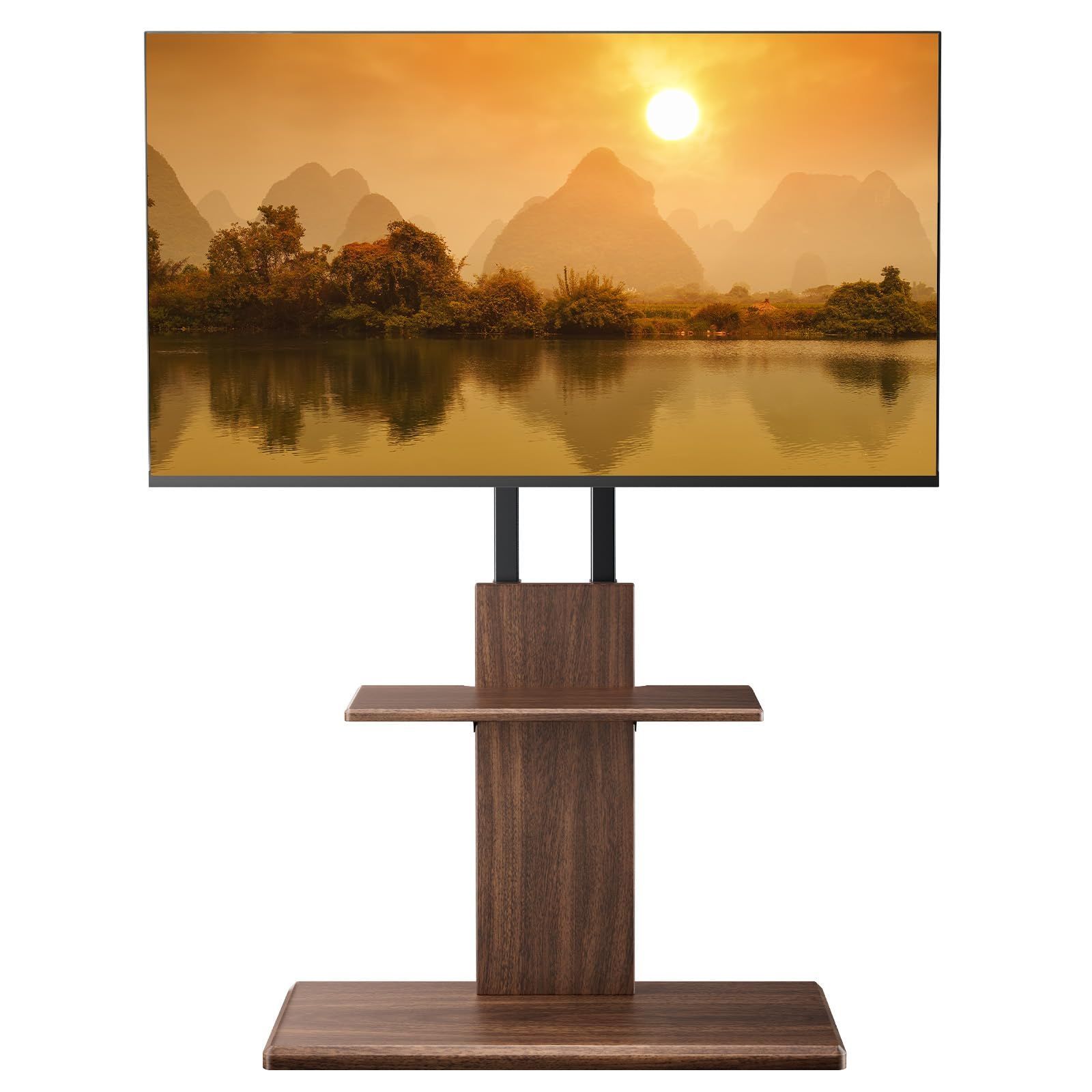 数量 tvスタンド ハイタイプ tv stand テレビ台 壁寄せ 壁掛け 32~70インチ対応 VESA|横100-600mm|縦100-400mm テレビスタンド 耐荷重45kg 12段目高さ調節 左右20度首振り Perlegear 木目調ブラウン
