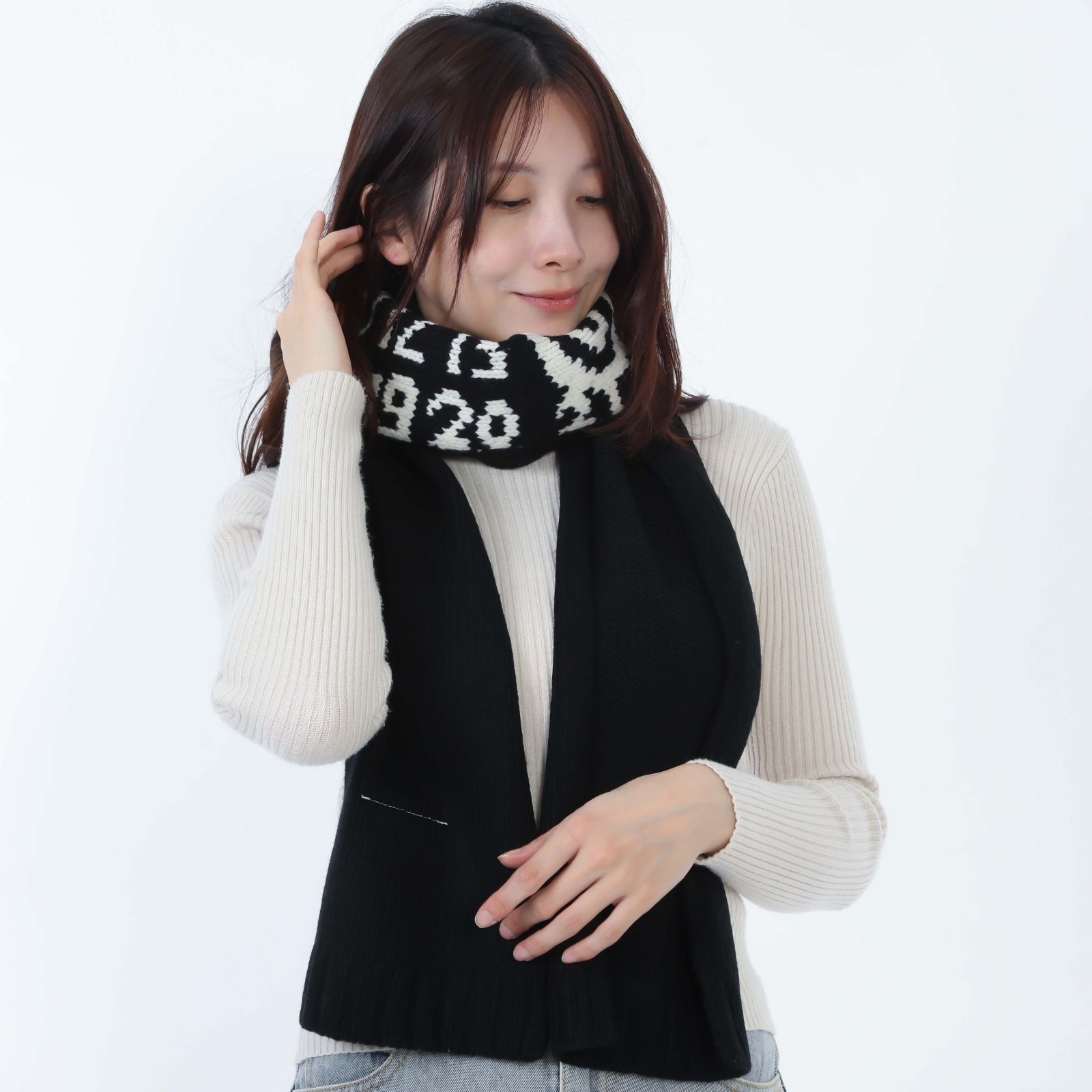 MM6 Maison Margiela KIDS エムエムシックス メゾンマルジェラ キッズ M60916 MM06M M6900 スカーフ|マフラー ブラック 大人もOK