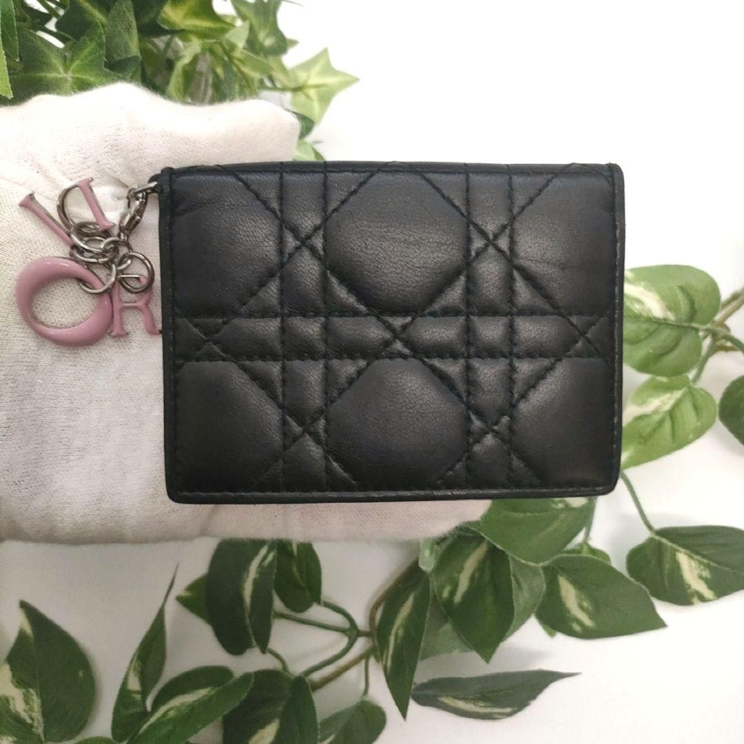 ディオール 名刺入れ ビジネスカードホルダー ブラック ピンク カナージュ