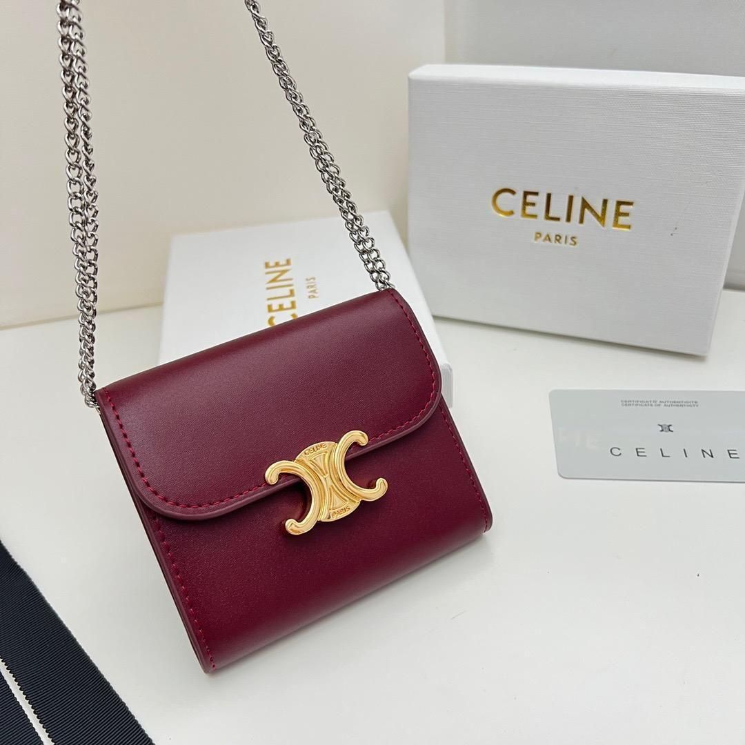 新品 セリーヌ CELINE 財布 三折り財布 ワインレッド - メルカリ