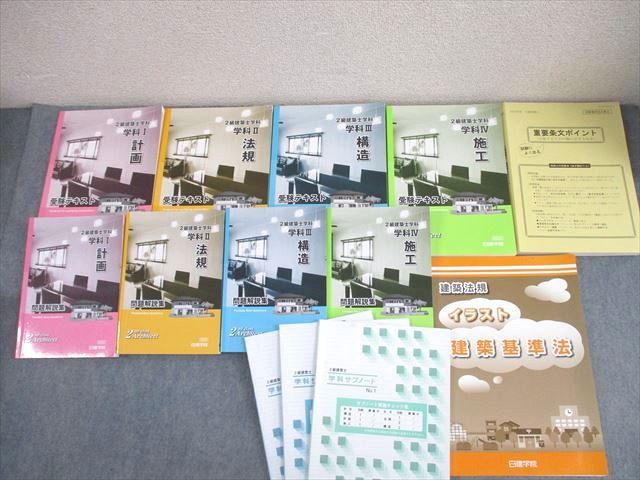 日建学院 2級建築士講座セット 学科I～IV 受験テキスト/問題解説集 等 