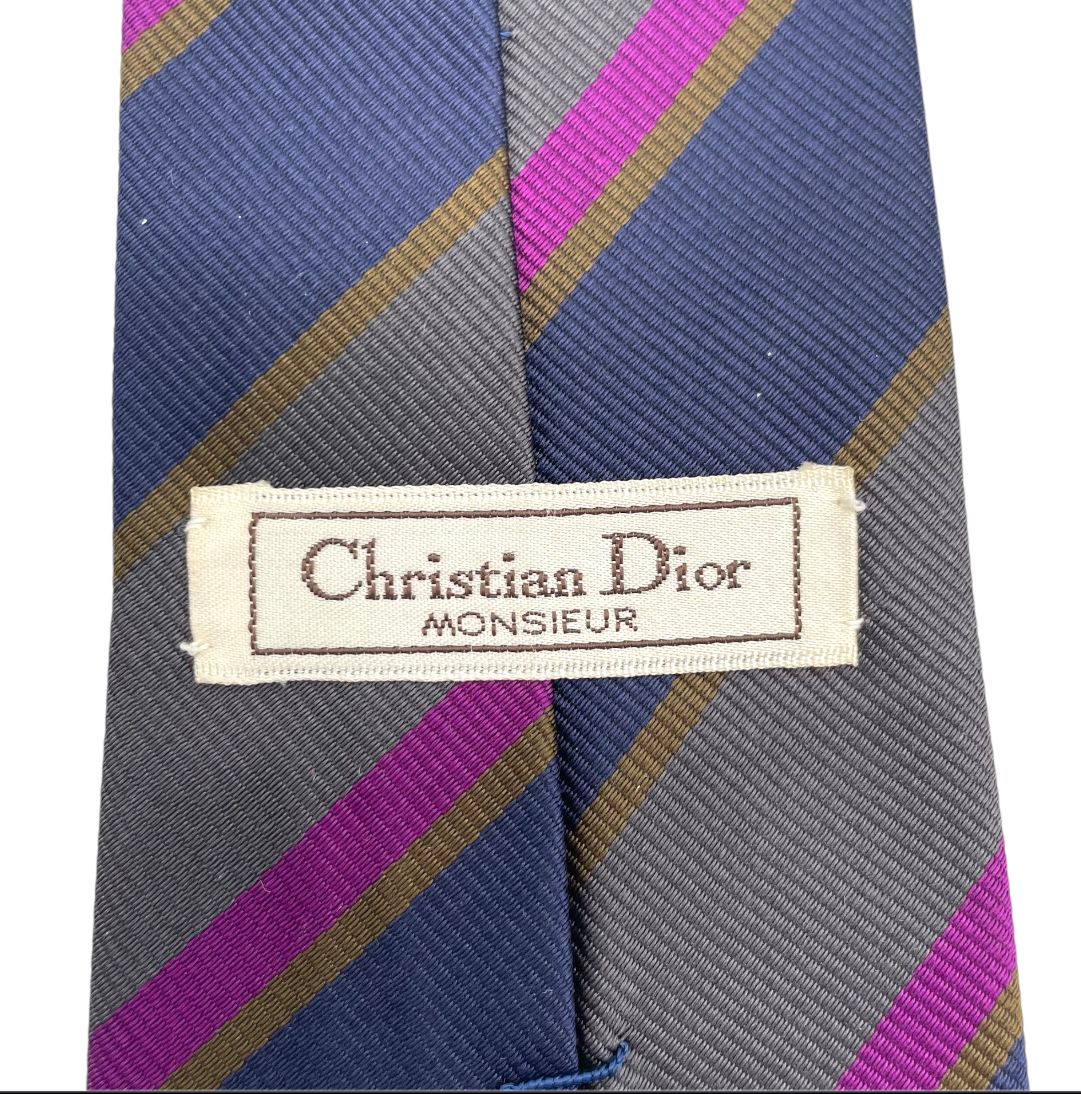 Dior ネクタイ ネイビー ストライプ クリスチャンディオール ブランド ネクタイ ストライプ柄 シルク