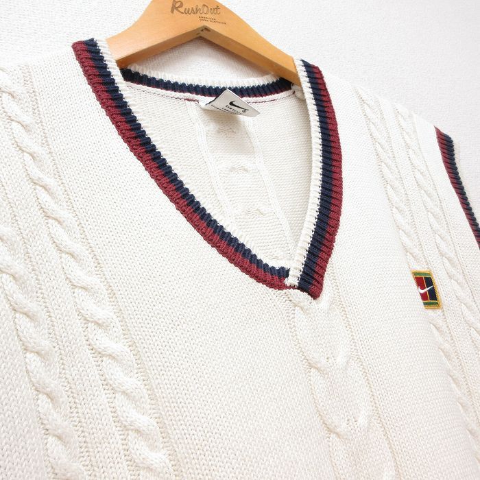 L/古着 ナイキ NIKE ケーブル チルデン ニット ベスト メンズ 90s ワン