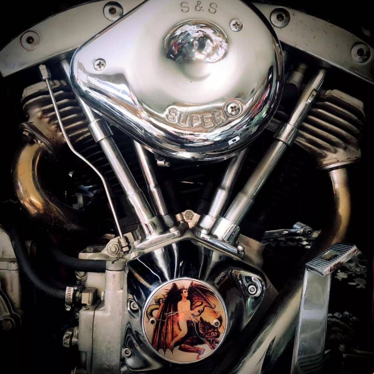 ポイントカバー エンジン ヴィンテージ ハーレー チョッパー FXR