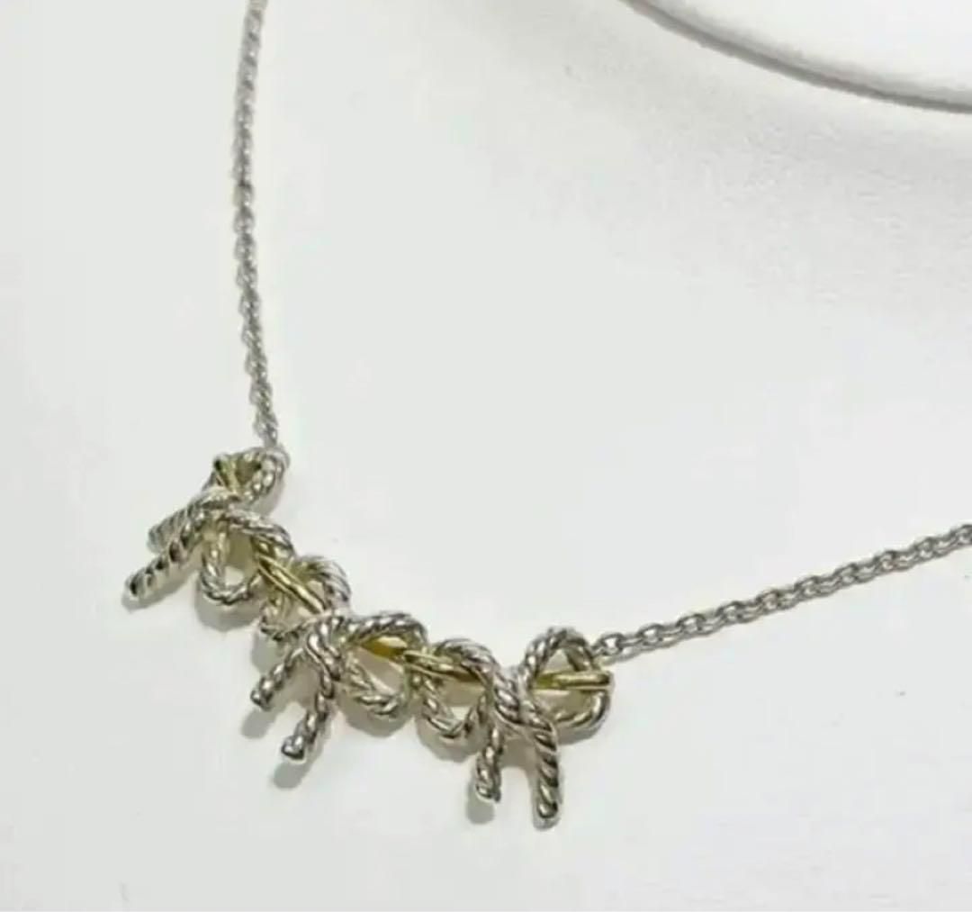 美品】Tiffany ティファニー ネックレス 3連 リボン ネックレス