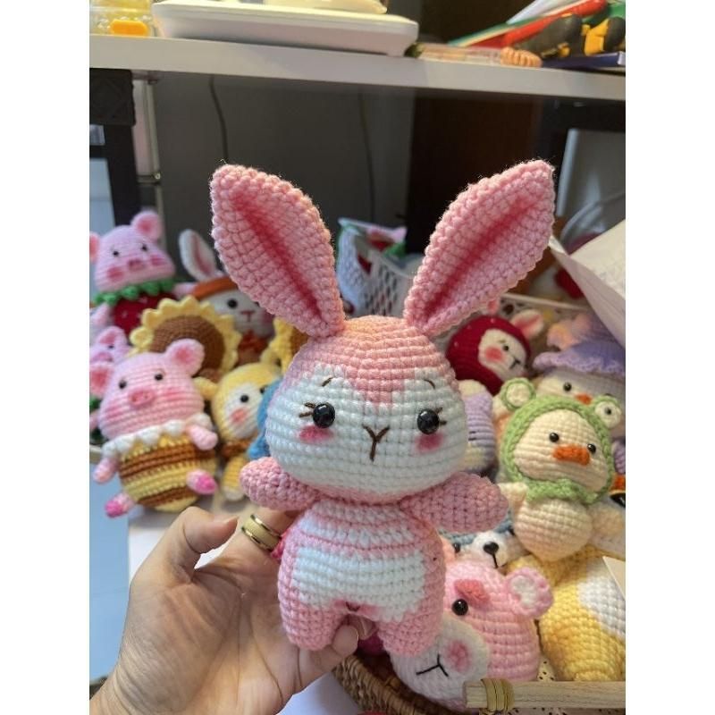 L16 手編み ハンドメイド あみぐるみ ピンク うさぎ 人形 ハンドメイド